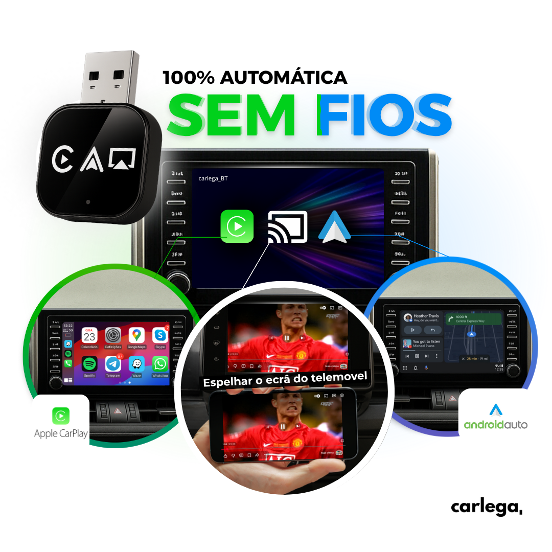 Pen PRO - Espelhamento, CarPlay e AndroidAuto Adaptador Sem fios