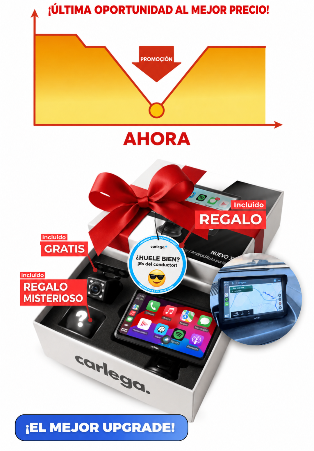 Pantalla Carlega X en caja regalo con cámara gratis, ambientador y regalo misterioso: última oportunidad al mejor precio