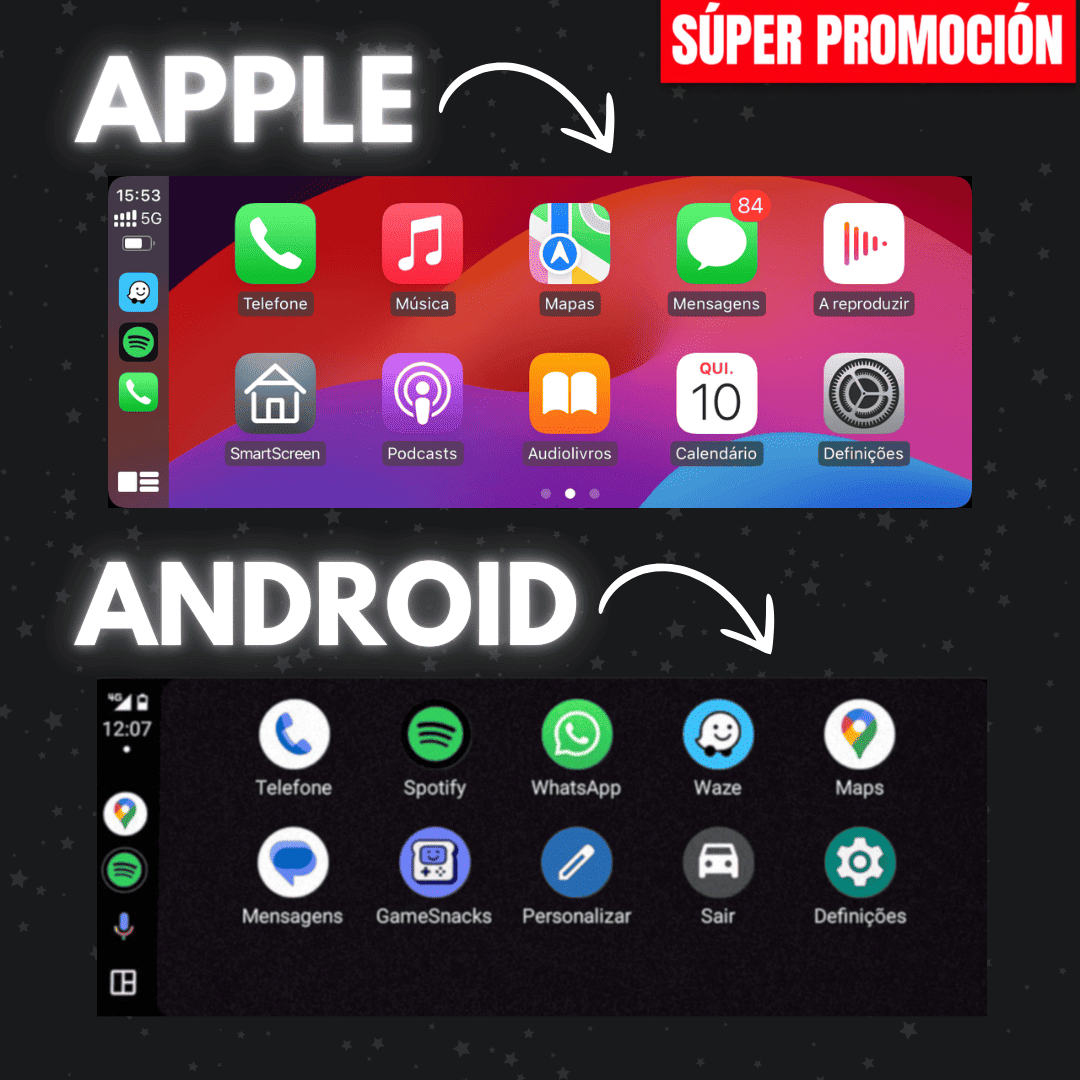 Pantalla Carlega PRO compatible con Apple CarPlay y Android Auto
