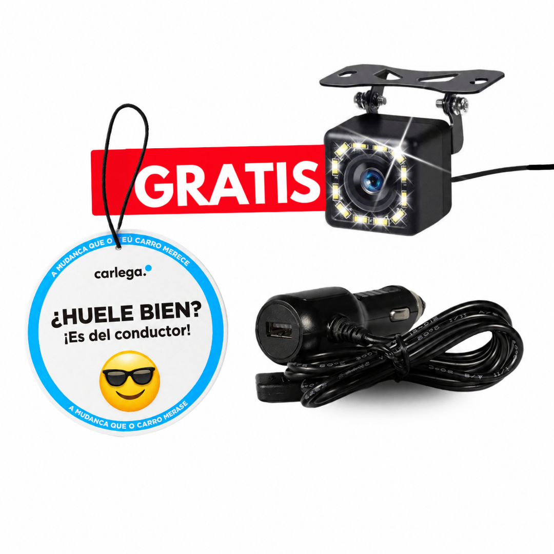 Cámara de marcha atrás, cargador de coche y ambientador gratis con la pantalla Carlega X